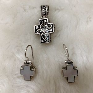 Sterling Silver Cross Earrings and Necklace